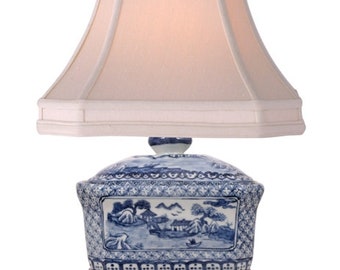 Blue and White Porcelain Candy Box Table Lamp