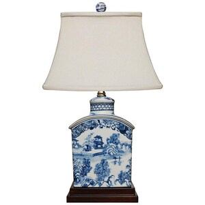 Blue and White Porcelain Tea Jar Table Lamp