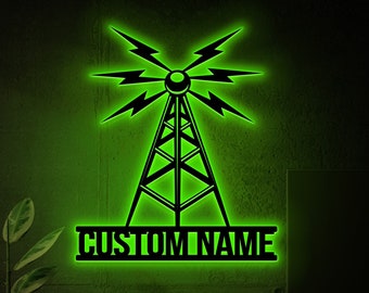 Custom Ham Radio Metal Sign, LED Wall Decor