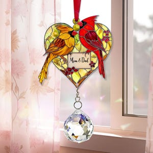 Cardinal Acrylic Suncatcher Crystal, Cardinal Couple Gift, Cardinal Window Hangings, Cardinal Bird Decor For Living Room, Mother’s Day gift