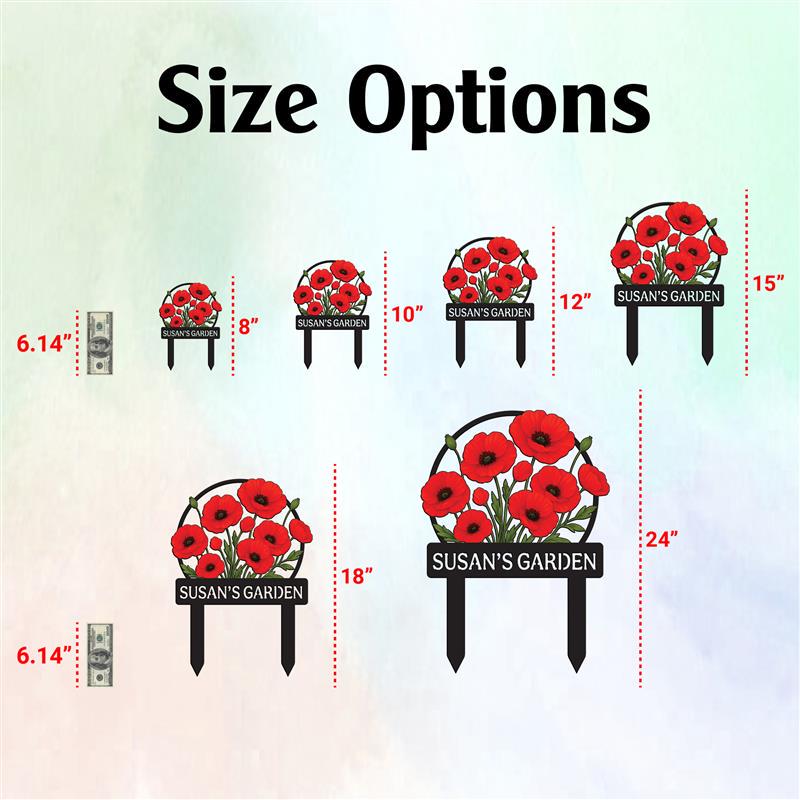 Poppy Pattern For Sign Personalized Poppy Flower Garden Sign, Metal Yard Art With Stake - Etsy