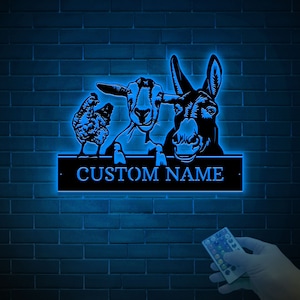 Metal Farm Signs, Farm Sign Outdoor With Animals, Sign With Animals, Family Farm Sign, Metal Farm Sign With Goats Donkey Chicken