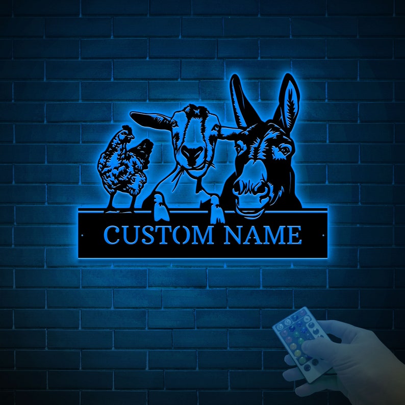 Custom Metal Farm Sign, Animals, LED Lighted - Etsy