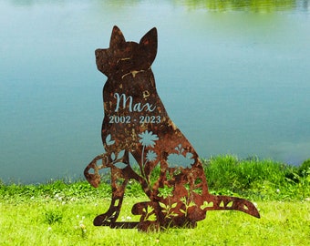 Custom Memorial Rusty Metal Sign, Australian Cattle Dog Loss, Sympathy Gift, Rusty Metal Stake, Pet Grave Markers, Dog Lover, Vintage Sign