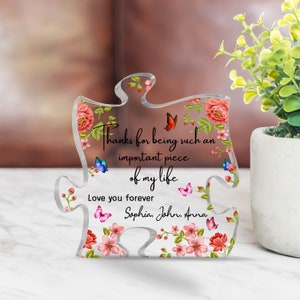 Personalized Mom Acrylic Puzzle Plaque - Up to 5 People - Christmas/Birthday Gift Idea for Mom from Daughters - Moms Are Like Glue main image 1