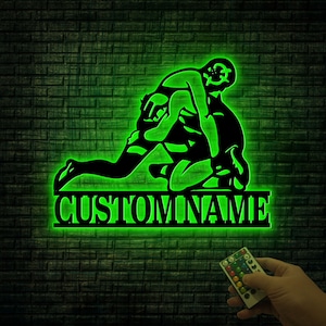 Custom Wrestling Sign, Metal Wall With LED Light, Gift For Wrestler, Man Cave Decor, House Decor, Wall Hanger, Wrestling Lover