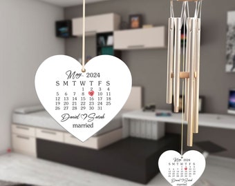 Personalized Wedding Date Wind Chime, Engraved Aluminum Tubes