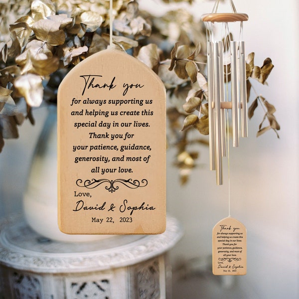 Personalized Wedding Wind Chime, Gift From Bride and Groom, Gift For Mother-in-Law, Mother's Day, Wedding Gift, Thank You For Supporting Us