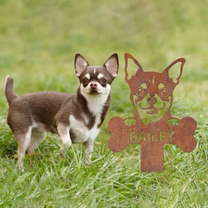 Custom Dog Memorial Sign, Chihuahuas Rusty Metal Stake, Chihuahuas Garden Sign Rusty, Pet Grave Markers, Chihuahuas Lover, Outdoor Decor
