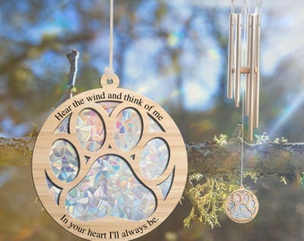 Personalized Pet Loss Wind Chime, Paw Print Memorial, Sympathy Gift