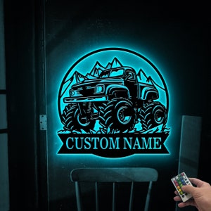 Custom Truck Driver Metal Sign with Led Light, Truck Sign Art, Last Name Sign, Trucker Lover Gifts, Gift For Dad, Home Decor, Man Cave Decor