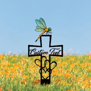Personalized Dragonfly Metal Garden Sign, Dragonfly Memorial Garden Stake, Mother&#39;s Day Father&#39;s Day Gift, Sign for Flower Beds, Yard Art
