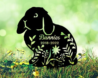 Custom Lop Rabbit Memorial Metal Stake, Rabbit Loss, Sympathy Sign