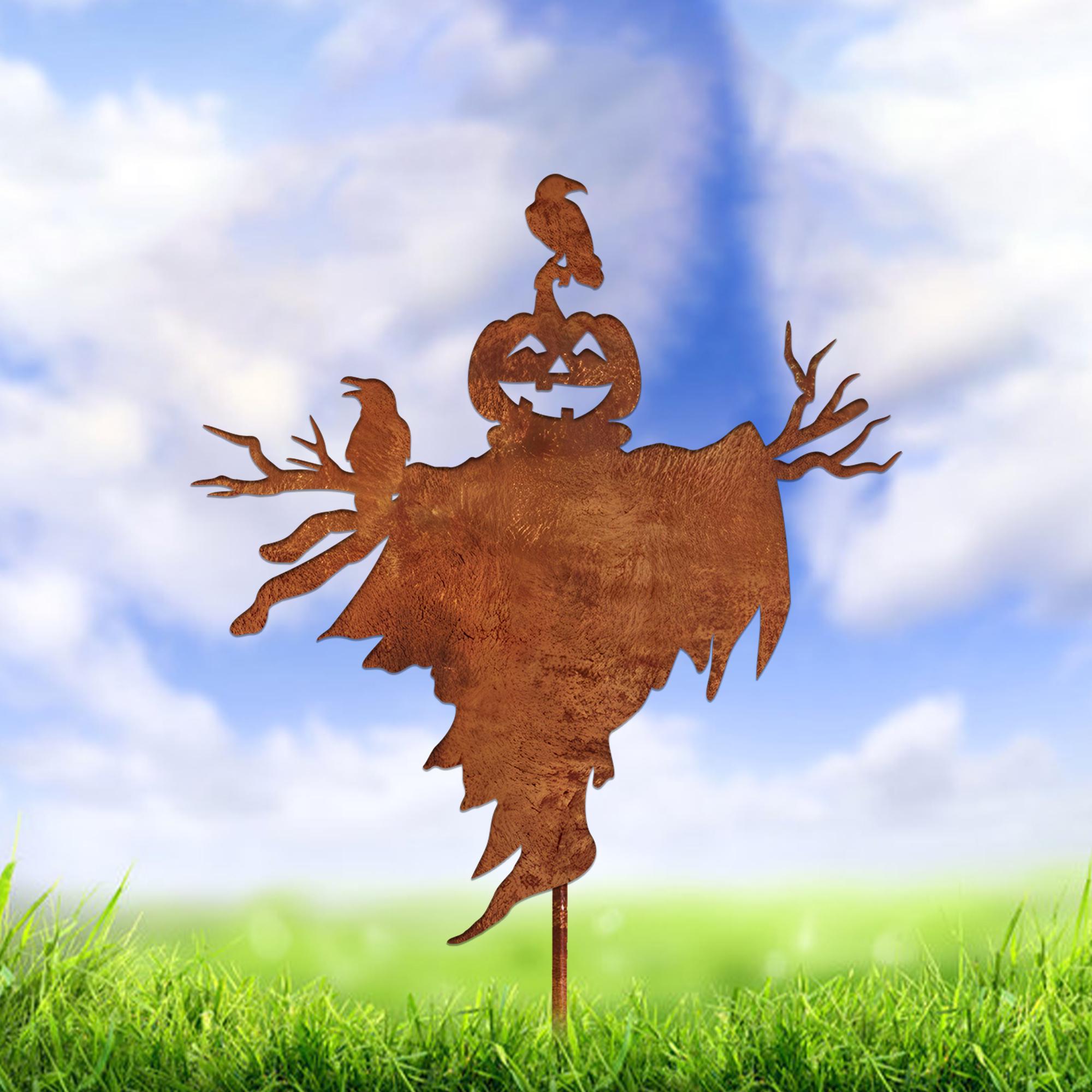 Rusty Scarecrow Garden Sign, Halloween Garden Sign, Metal Yard Art ...