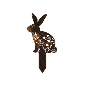 Rusty Bunny Metal Sign, Garden Decor, Rabbit Stake, Vintage Sign ...