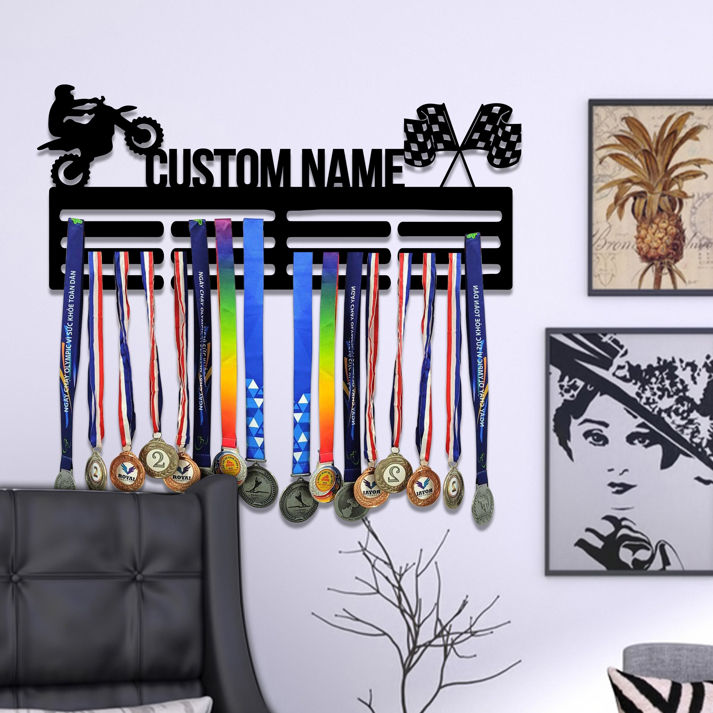 Medal Rack Racing Custom Dirt Bike Racing Medal Hanger With Led Light, Medal Holder ...