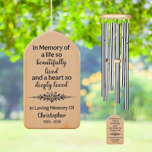 Custom Memorial Wind Chime, In Memory Wind Chime, Funeral Wind Chime, A Life so Beautifully Lived, Remembrance Gift, Sympathy Gift