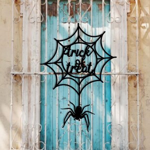 Spiderweb Door Sign, Spider Wall Art, Metal Spiderweb Welcome Sign, Trick Or Treat, Spooky Outdoor Decor, Halloween Decor, Halloween Gift