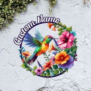 Personalized Garden Metal Sign, Garden Wall Art, Custom Garden Sign, Hummingbird Metal Art, Flower Sign, Birds Lover Gift, Garden Wall Decor