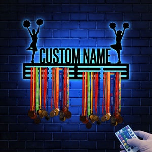 Custom Cheerleading Medal Hanger, LED Light, Steel Wall Decor