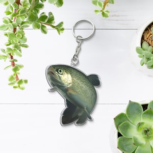 Trout Keychain, Acrylic Keychain, Fish Keychain, Gift For Dad, Gift For Fishing Lover, Father&#39;s Day Gift, Trout Fishing