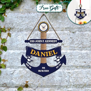 Personalized Navy Anchor Wood Sign, PIR Graduation Anchor, Navy Door Hanger, Hanging Door Anchor, Unique Gift, Navy Anchor For Graduation
