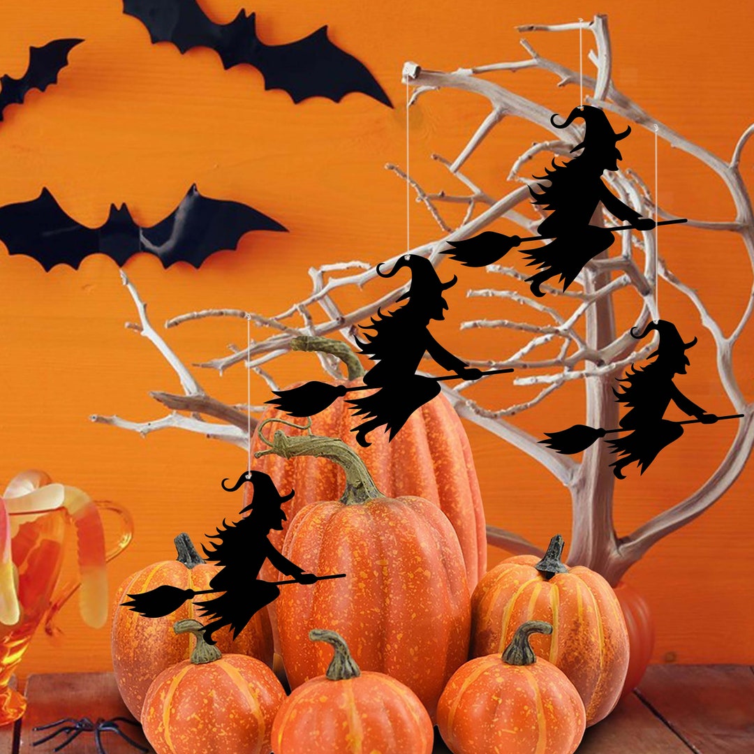 Hanging Witch on Broom Sign, Flying Witch, Halloween Decor, Hanging Halloween, Halloween Decor ...