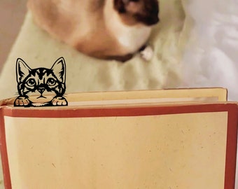 Hand Stamped Cat Bookmark, Powder Coated Metal, Book Lover Gift