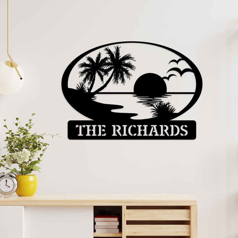 Personalized Sunset Metal Sign With LED, Custom Beach House Decor - Etsy