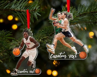 Personalized Basketball Player Photo Ornament, Acrylic Keepsake