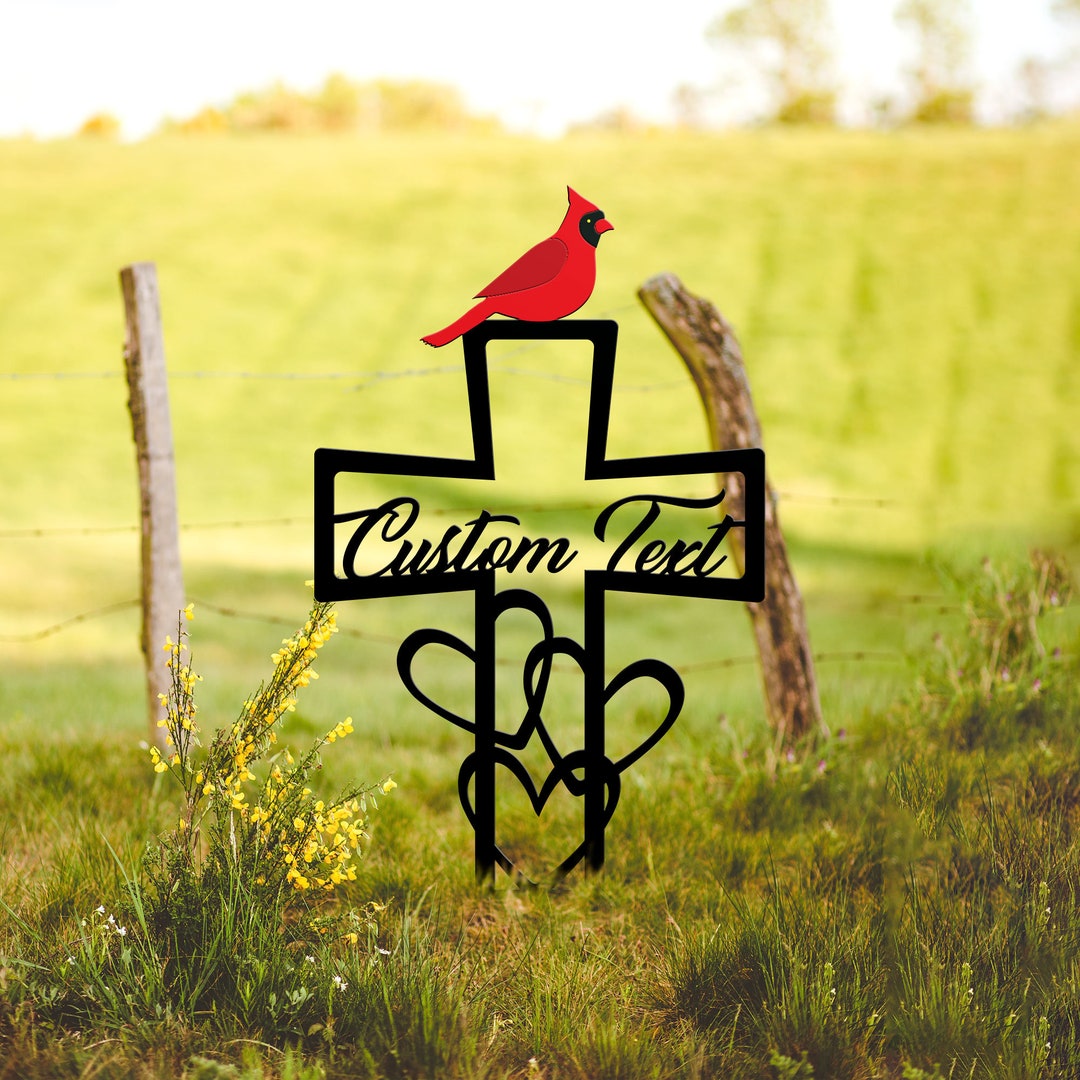 Custom Cardinal Memorial Stake, Laser Cut Metal Garden Sign - Etsy