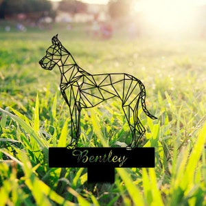Custom Memorial Metal Sign, Great Dane  Loss, Sympathy Gift, Geometric Metal Stake, Pet Grave Markers, Great Dane Lover, Geometric Sign