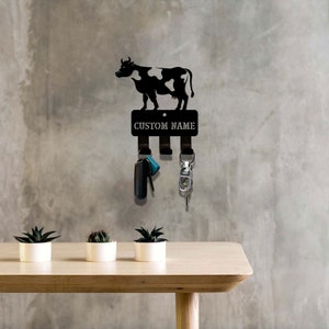 Dairy Cow Metal Key Holder, Mini Sign, Cute Decor, Custom Key Holder ...