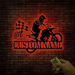 Custom Dirt Bike Racing Sign, Metal Wall With LED Light, Dirt Bike ...