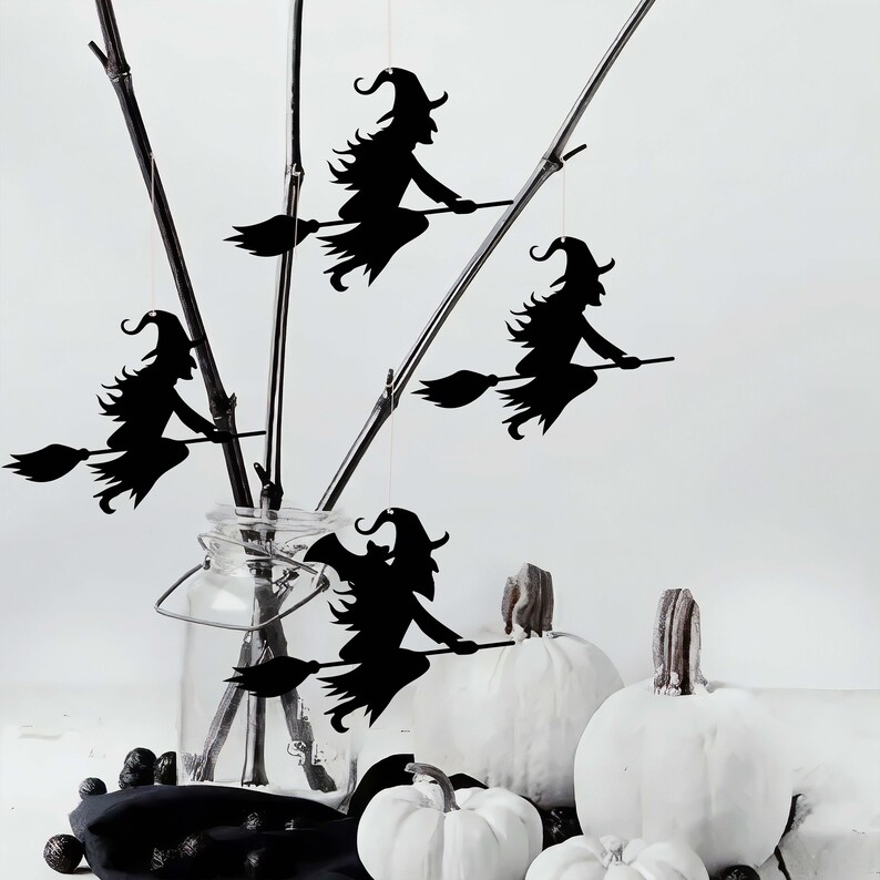 Flying Witch on Broom Sign, Halloween Decor, Outdoor Ornament - Etsy