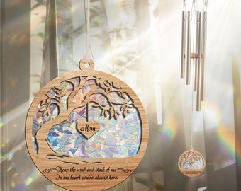 Personalized Wind Chimes, Hear the Wind Memorial Chime, In Your Heart I'll Always Be, Loss Of Mom, Sympathy Gift, Outdoor Garden Decor