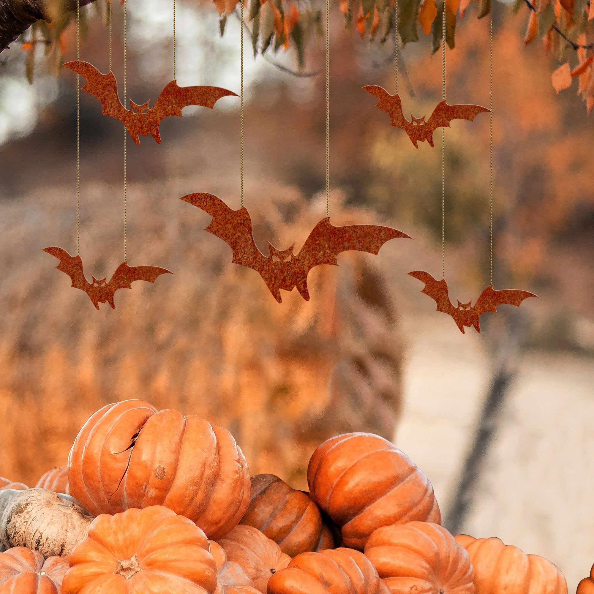 Hanging Metal Rusty Bats, Halloween Decor Sign - Etsy