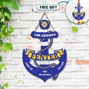 Custom Navy Anchor Wood Sign, PIR Graduation Anchor, Navy Graduation Gift, Navy Door Hanger, Anchor Door Sign, PIR Sailor Gift, Unique Gift