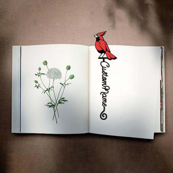 Custom Bookmark, Book Lover Gift, Cardinal Bookmark, Back To School Gift, Teacher Gift, Unique Bookmark, Red Bird Bookmark