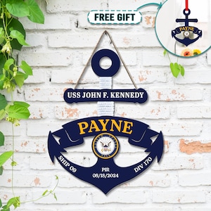 Personalized Navy Anchor Wood Sign, PIR Graduation Anchor, Navy Door Hanger, NAVY Anchor for graduation, Unique Gift, Hanging Door Anchor