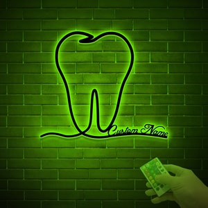 Dentist Metal Line Art Led Light, Minimalist Wall Art, Dentist Gift Dental Gifts, Tooth Sign Home, Dentist Office Wall Decor Graduation Gift