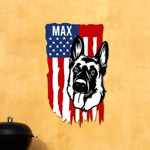 Custom Belgian Malinois Sign, 4th of July Gift, American Flag Sign, Dog Lover, House Decor, Wall Decor, Belgian Malinois, Unique Gift