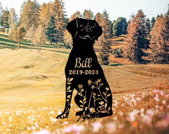 Custom Floral Dog Memorial Stake, Pet Grave Marker, Garden Decor