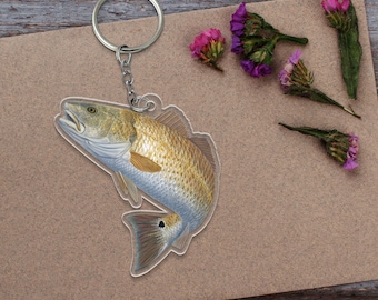 Red Drum Keychain, Acrylic Keychain, Gift For Dad, Gift For Fishing Lover, Father's Day Gift, Red Drum Fishing