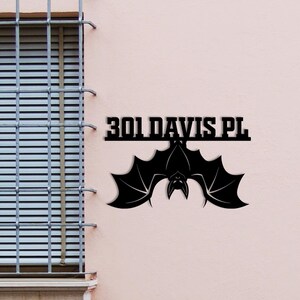 Custom Bat Address Sign, Personalized House Number Sign, Address Wall Art, Address Plaque, Metal Bat Sign for House, Fall home Decor Sign
