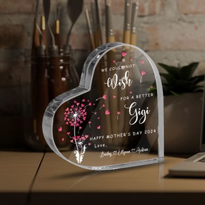 Personalized Heart Acrylic Plaque, I Could Not Wish for a Better Mom, Custom Kid Name Sign, Heart Keepsake, Mother&#39;s Day Gift, Gift For Mom
