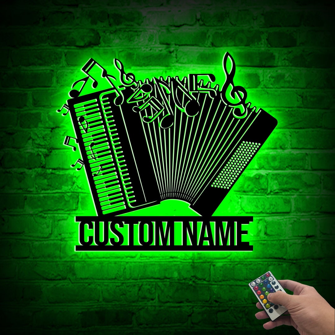 Custom Accordion Metal Wall Art With LED Lights, Personalized Music ...