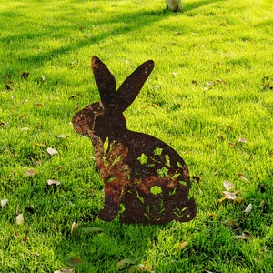 Rusty Bunny Metal Sign, Garden Decor, Rabbit Stake, Vintage Sign ...