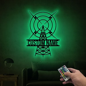 Custom Ham Radio Metal Wall Art with Led Light, Personalized Amateur Radio Name Sign, Ham Radio Call Sign, Metal Wall Hanger, Birthday Gifts
