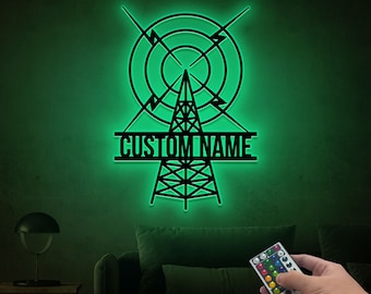 Custom Ham Radio Metal Sign with LED, Personalized Call Sign Wall Art